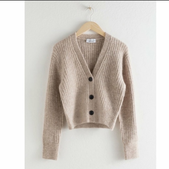 SOLD & Other Stories alpaca wool blend cardigan in oatmeal (S) - Picture 2 of 7